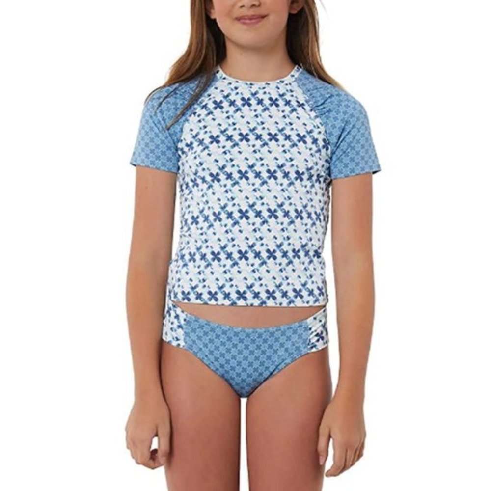 Hang Ten Girls' RashGuard Set,Blue,New With Tag